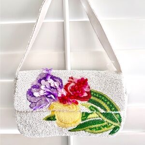 TJ Maxx Beaded White Floral Shoulder Bag Viral TikTok Purse Marshalls OS NWT